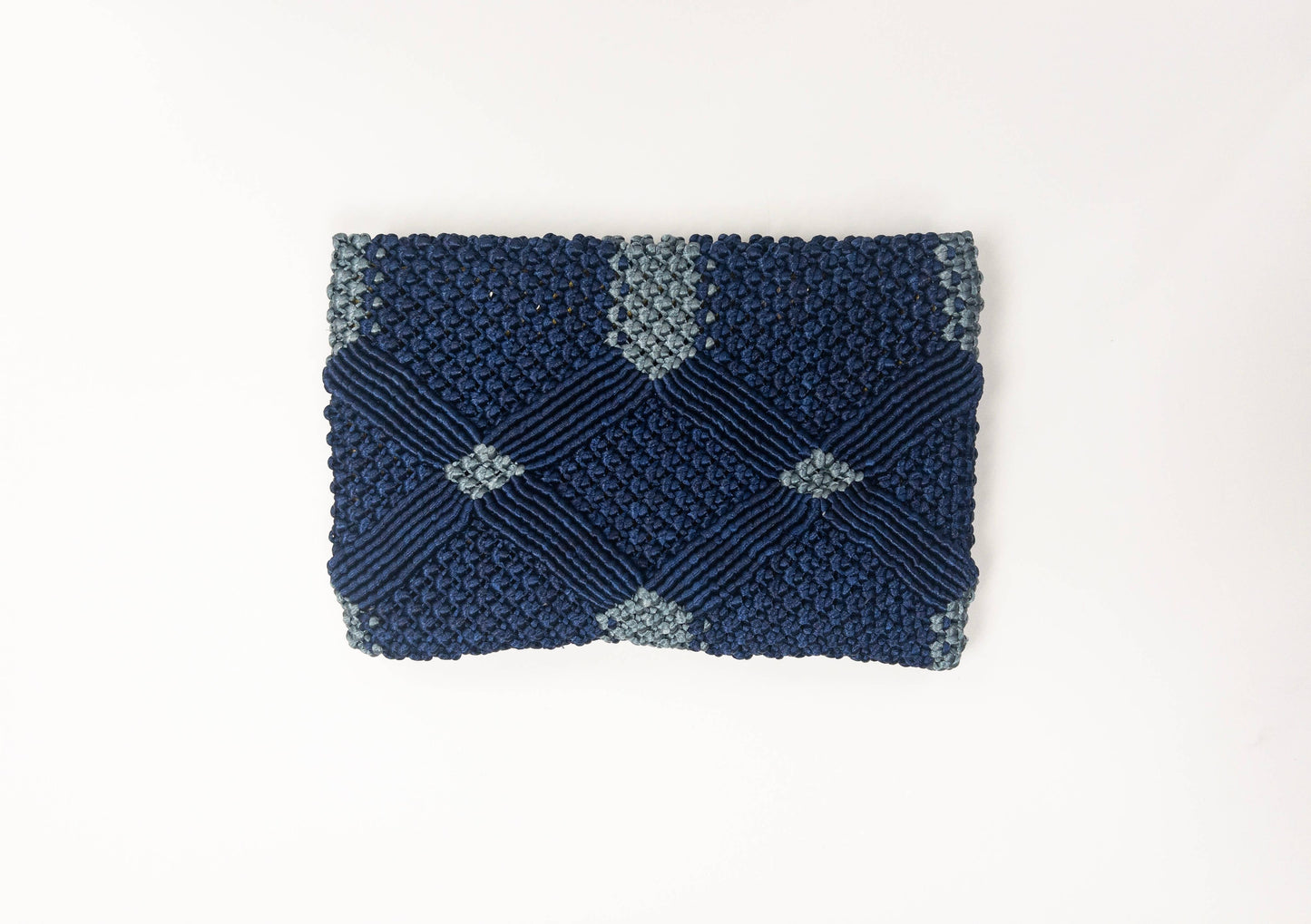 Handmade Macramé Clutch-Navy and Dusty Blue