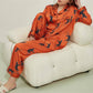 Leopard pattern loungewear 2-piece set of ice silk pajamas: Green / L