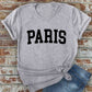 Paris, Unisex Round Neck Short Sleeve T-Shirt: L / D Rose/White