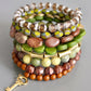 FERB04 Caramel, moss, burgundy, and green wrap bracelet