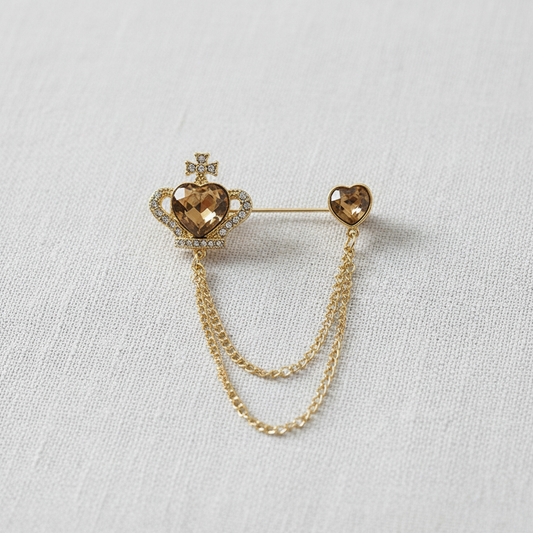 Crown Maple Leaf Pearl Brooch