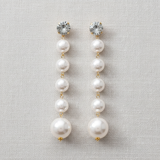 Retro Pearl Rhinestone Tassel Earrings