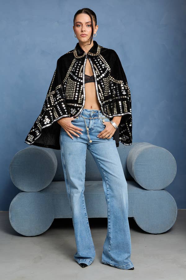 Encore Embellish Velvet Cape