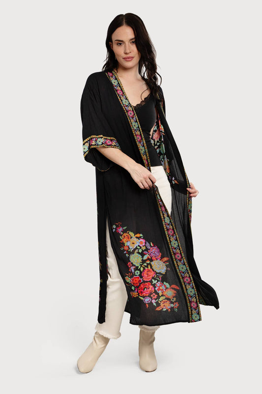 Secret Garden Duster Kimono: Black