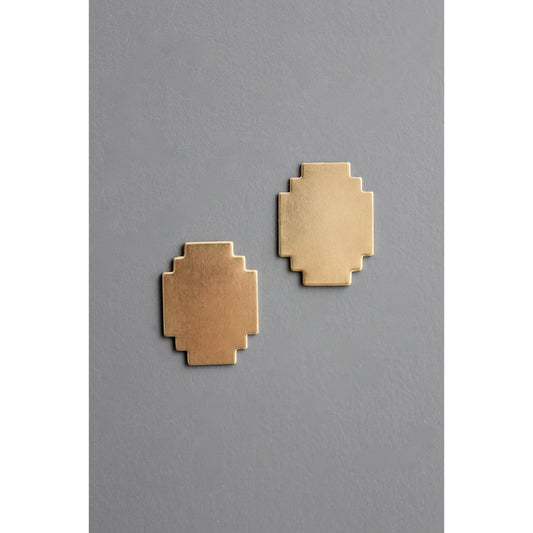 BKNE63 Geometric brass post earrings