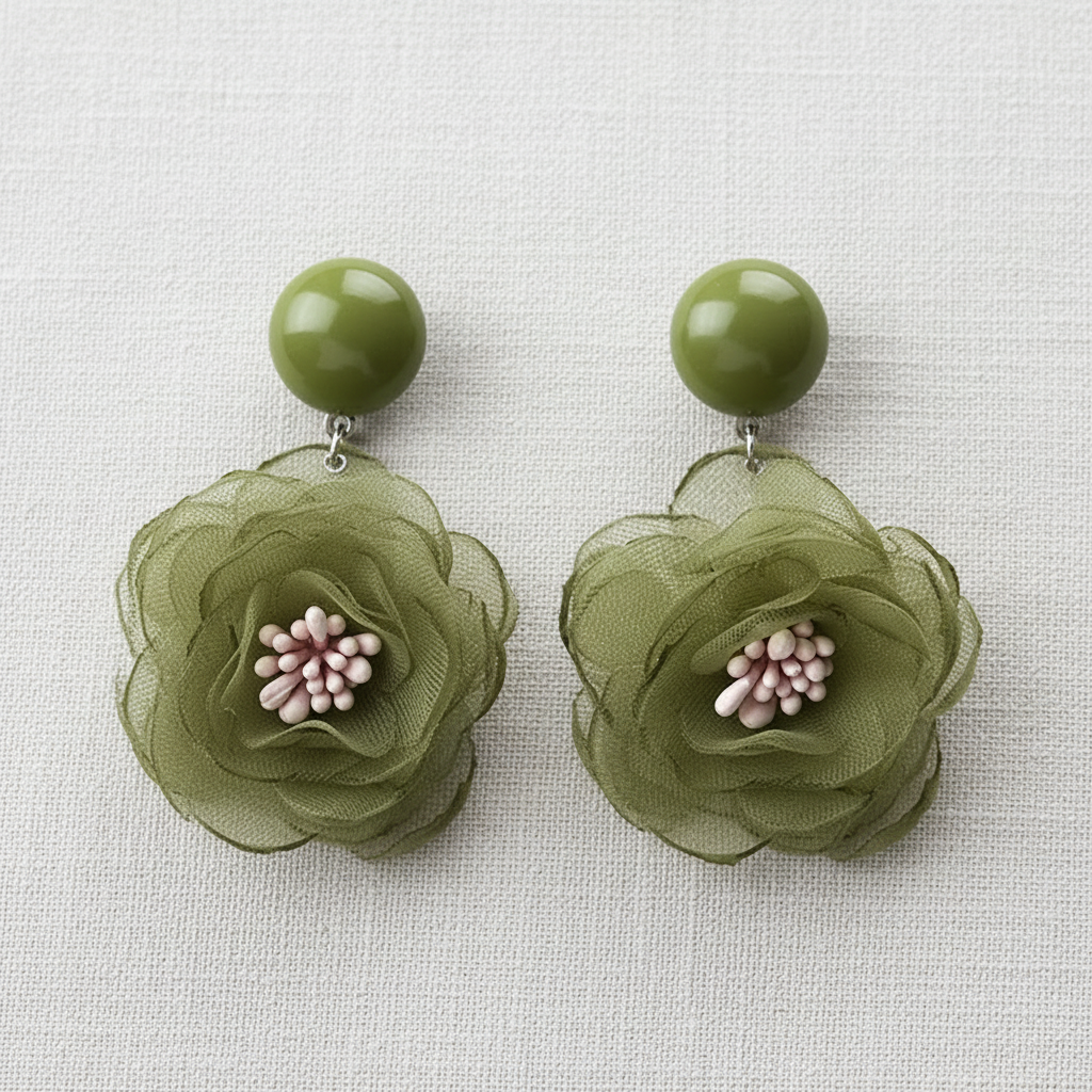 Chiffon Lace Floral Earrings