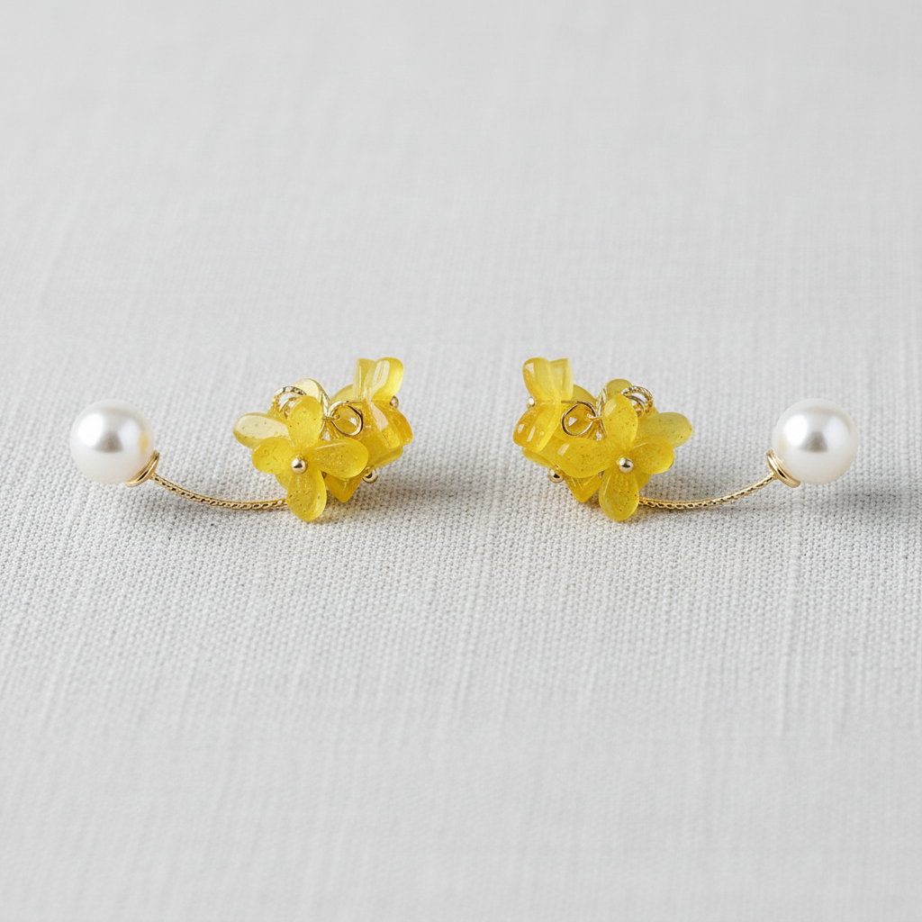 Camellia Flower Drop Earrings