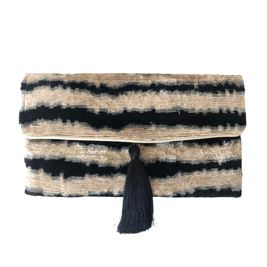 Silk Velvet Ikat Clutch