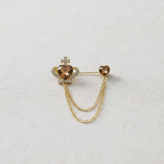 Crown Maple Leaf Pearl Brooch