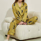 Leopard pattern loungewear 2-piece set of ice silk pajamas: Green / L