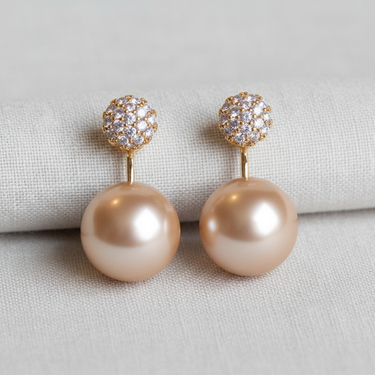 Vintage Zircon Pearl Stud Earrings