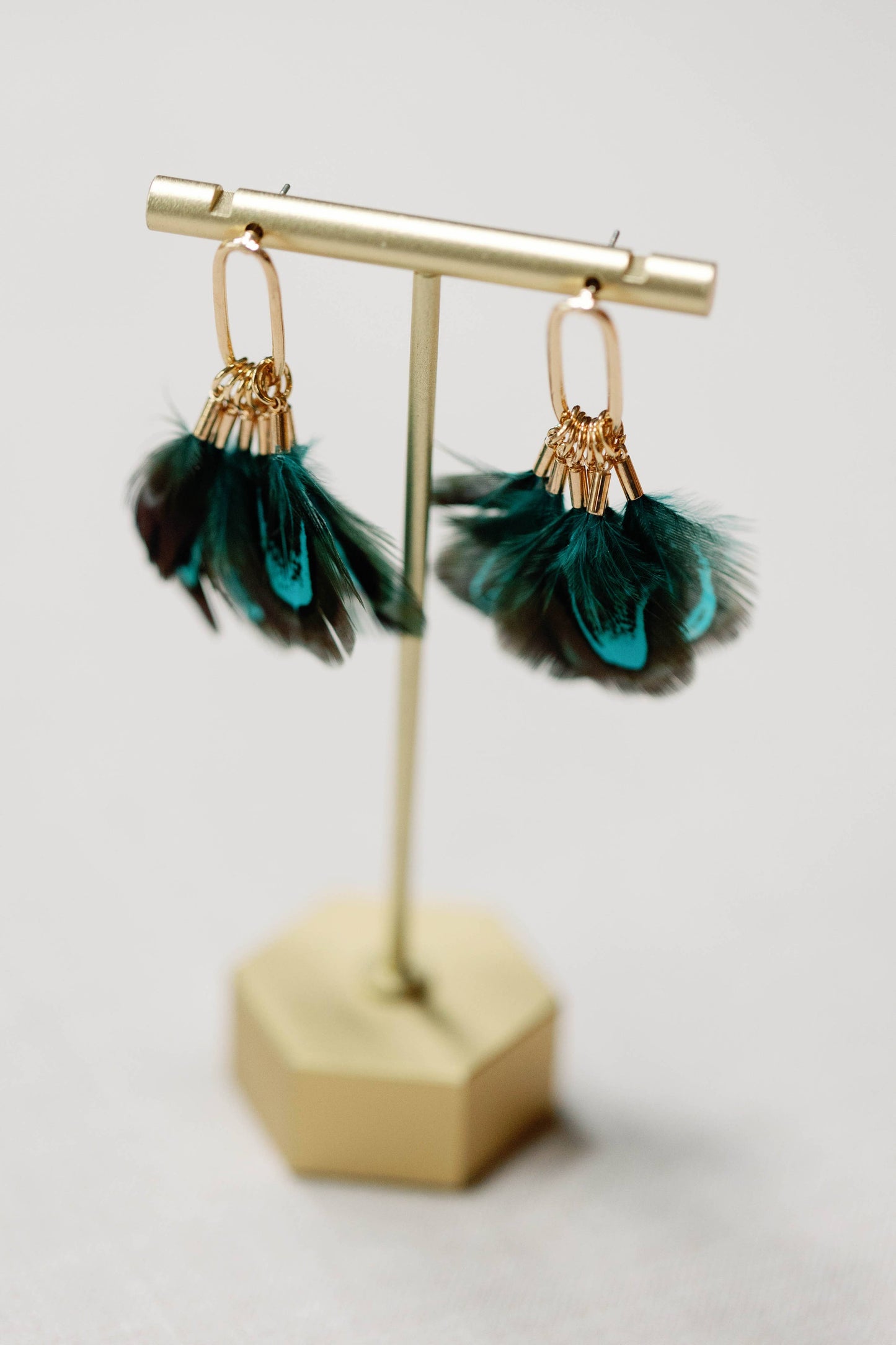 Peacock Feather Statement Tassel Earrings