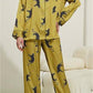 Leopard pattern loungewear 2-piece set of ice silk pajamas: Green / L