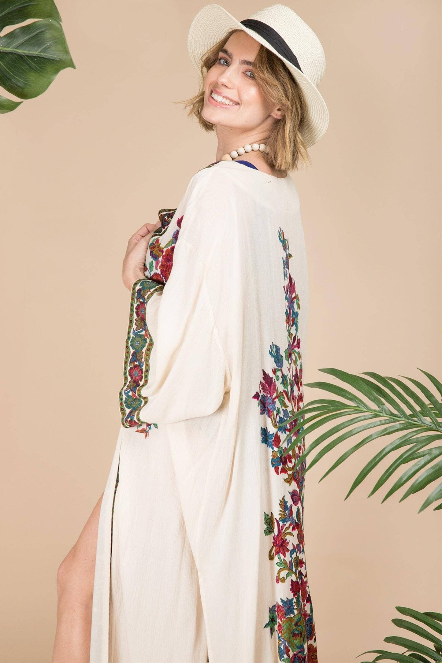 Secret Garden Duster Kimono: Ivory