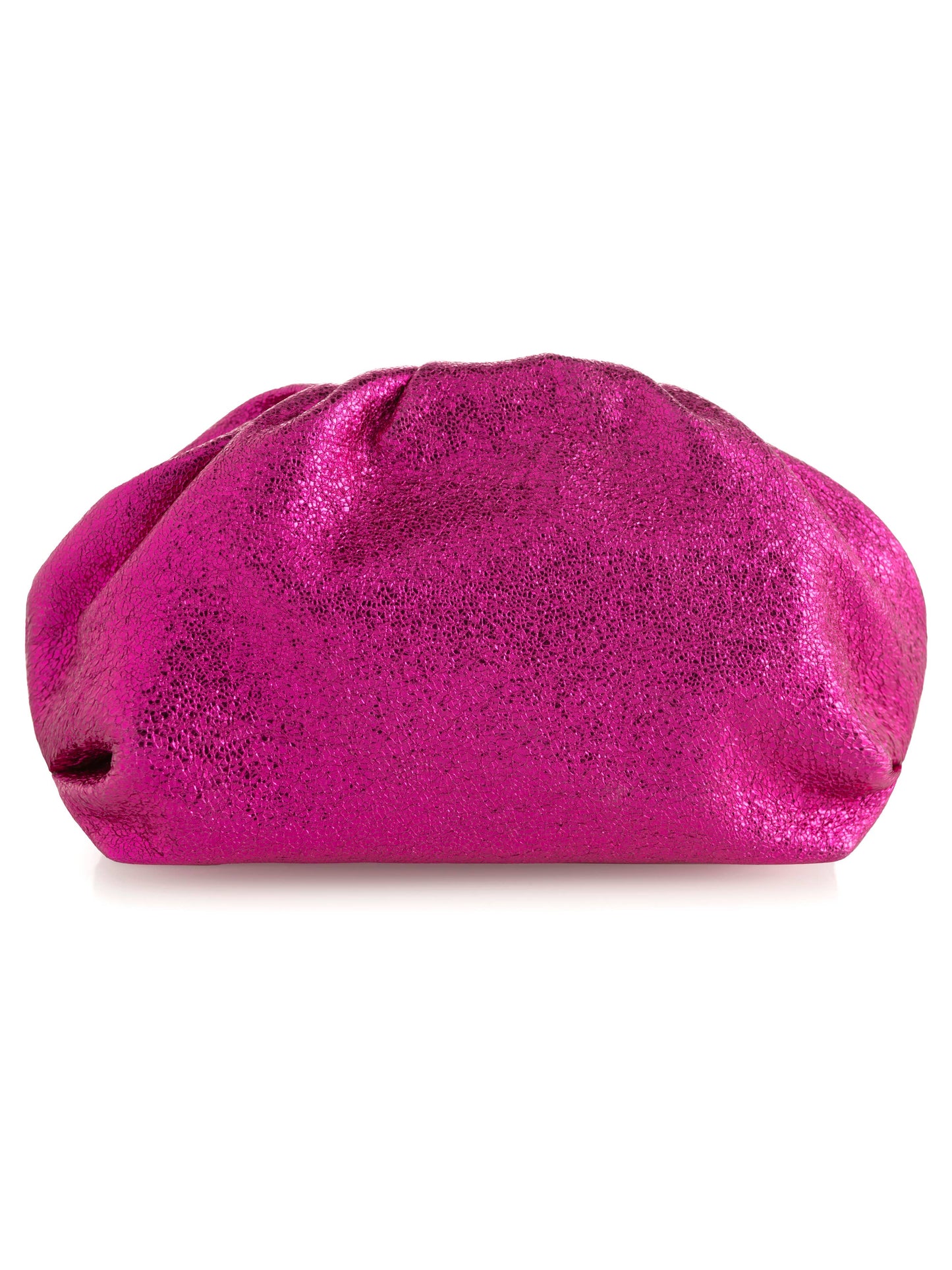 CHRISSY METALLIC CLUTCH: MAGENTA