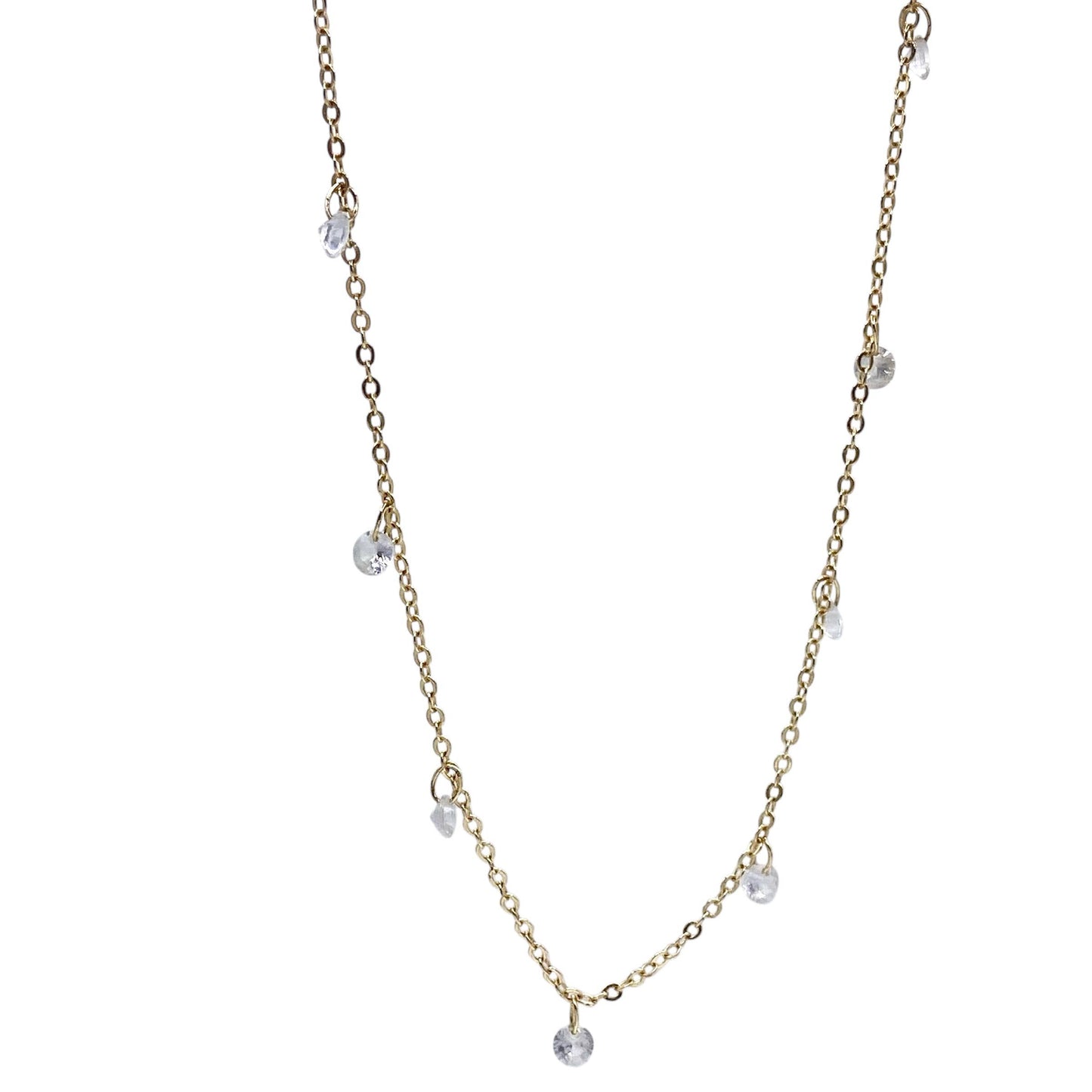 Layering necklace crystal bean chain : Bean shaped