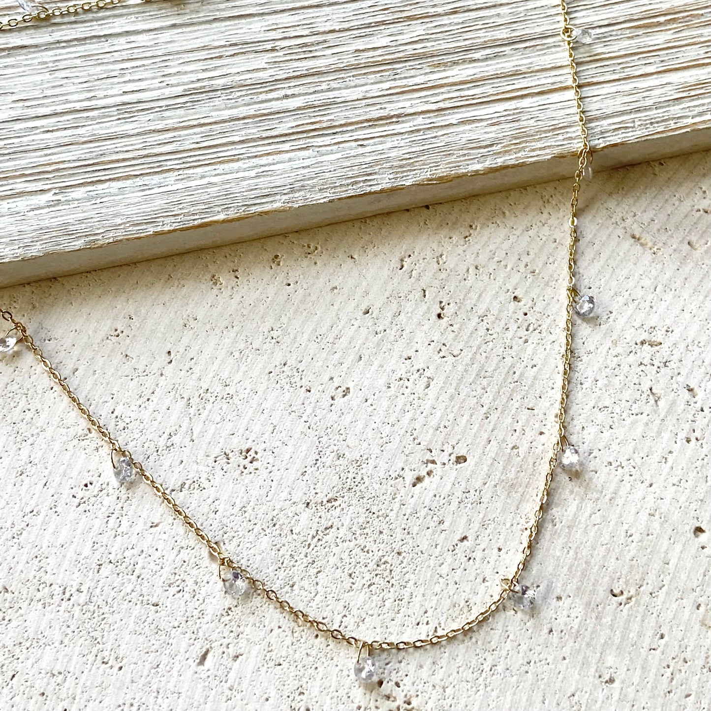 Layering necklace crystal bean chain : Bean shaped