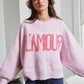 IT2389 'TIS THE SEASON & L'AMOUR' Lettering Sweater: Pink / S-M-L (2-2-2)