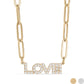 18K Gold PVD Stainless Steel  "Love" Paperclip Necklace: Gold