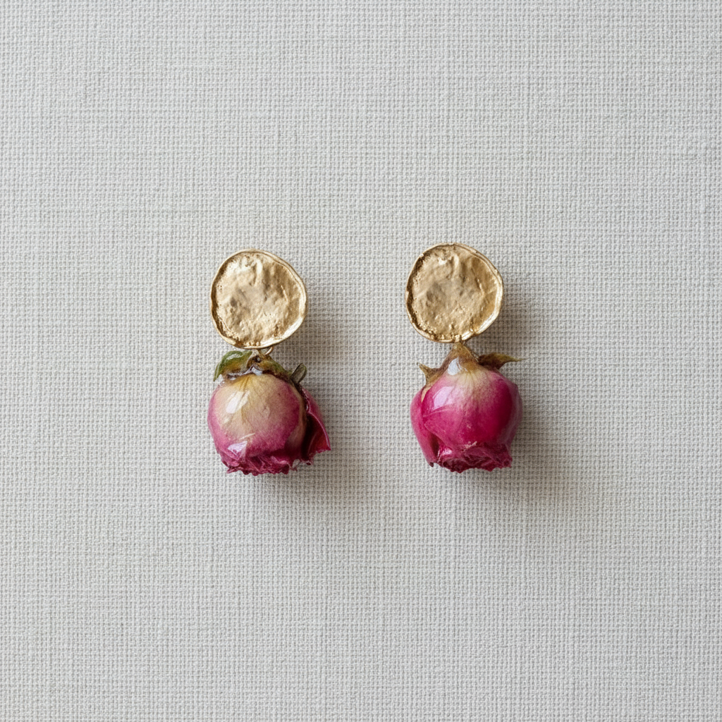 French Vintage Dried Flower Earrings