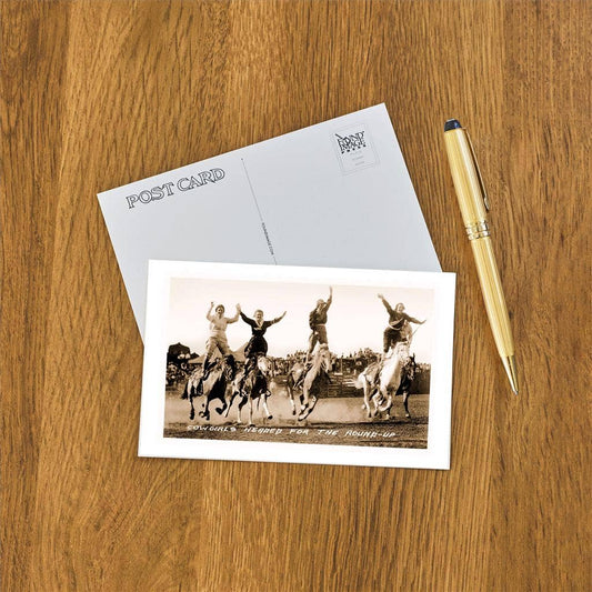 Postcard CG-20 Cowgirls Standing on Horses