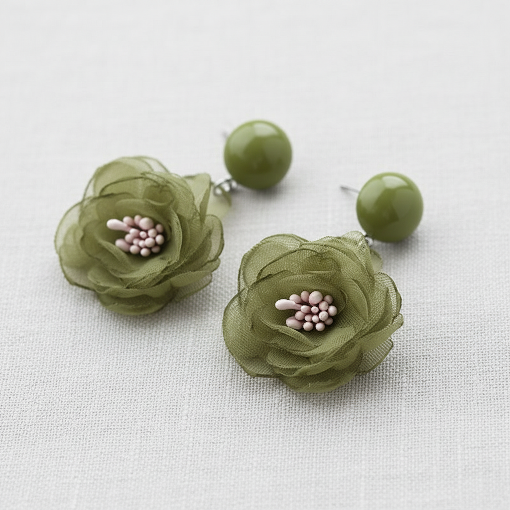 Chiffon Lace Floral Earrings