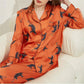 Leopard pattern loungewear 2-piece set of ice silk pajamas: Green / L