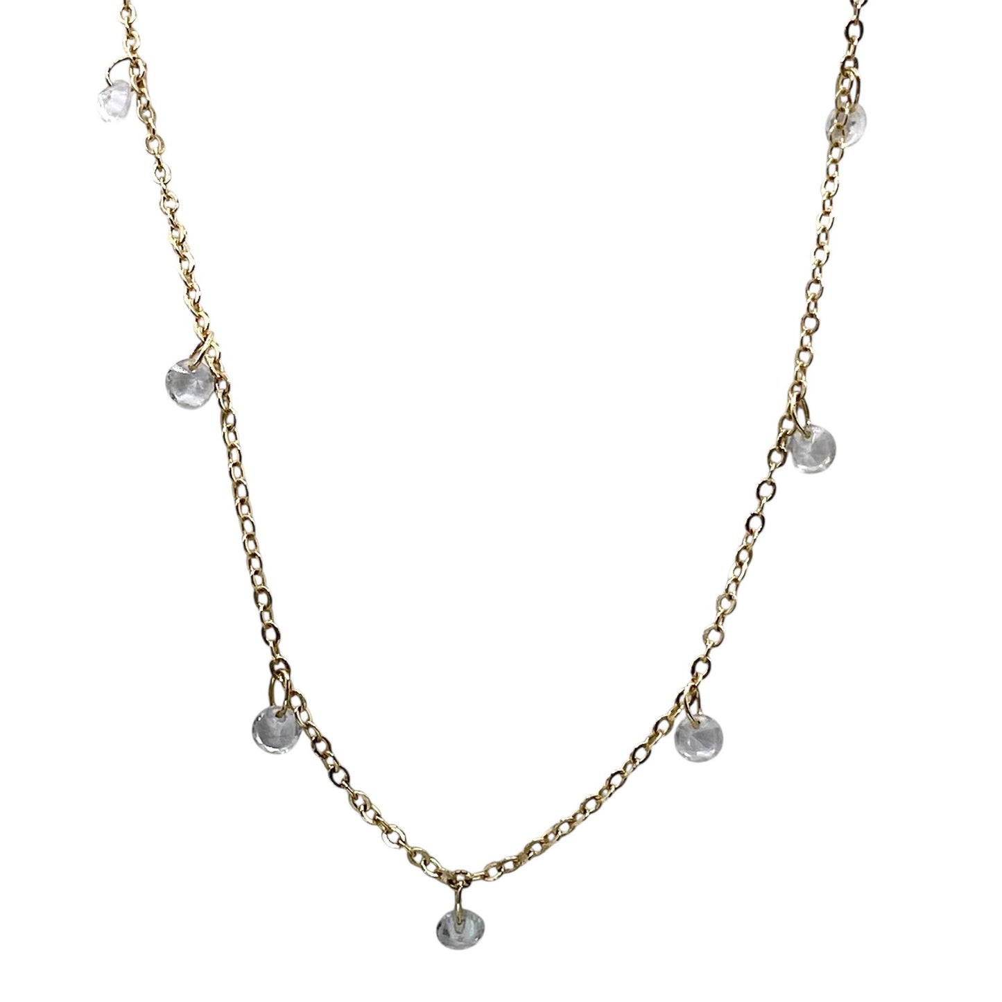 Layering necklace crystal bean chain : Bean shaped