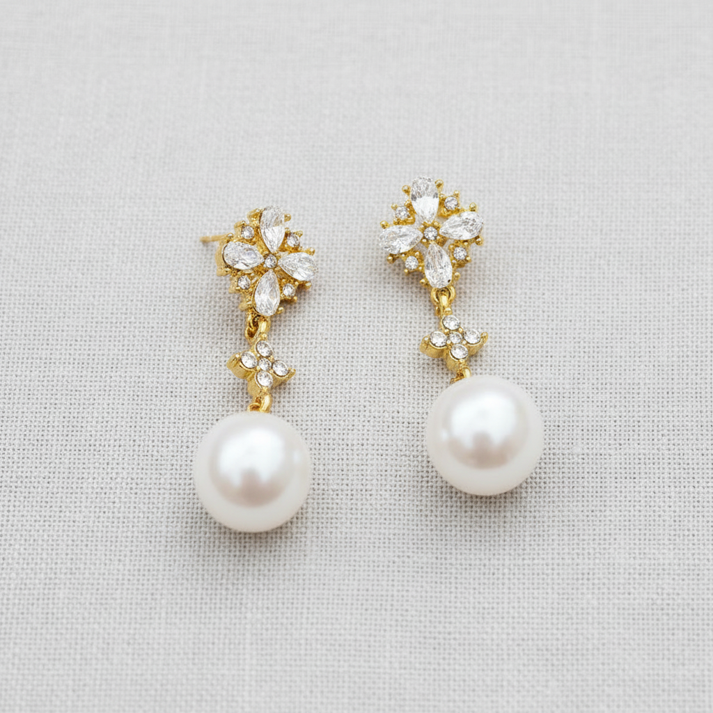 Crystal Pearl Tassel Drop Earrings