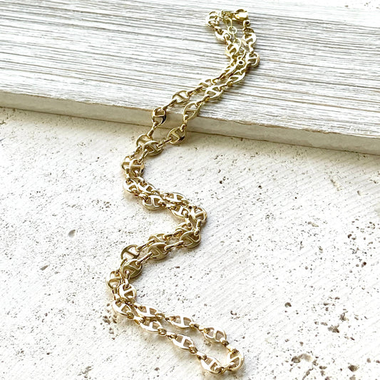 Layering necklace crystal bean chain : Bean shaped