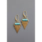 RYLE05 Geometric turquoise and brass earrings