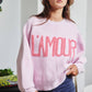 IT2389 'TIS THE SEASON & L'AMOUR' Lettering Sweater: Pink / S-M-L (2-2-2)