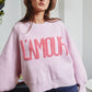 IT2389 'TIS THE SEASON & L'AMOUR' Lettering Sweater: Pink / S-M-L (2-2-2)