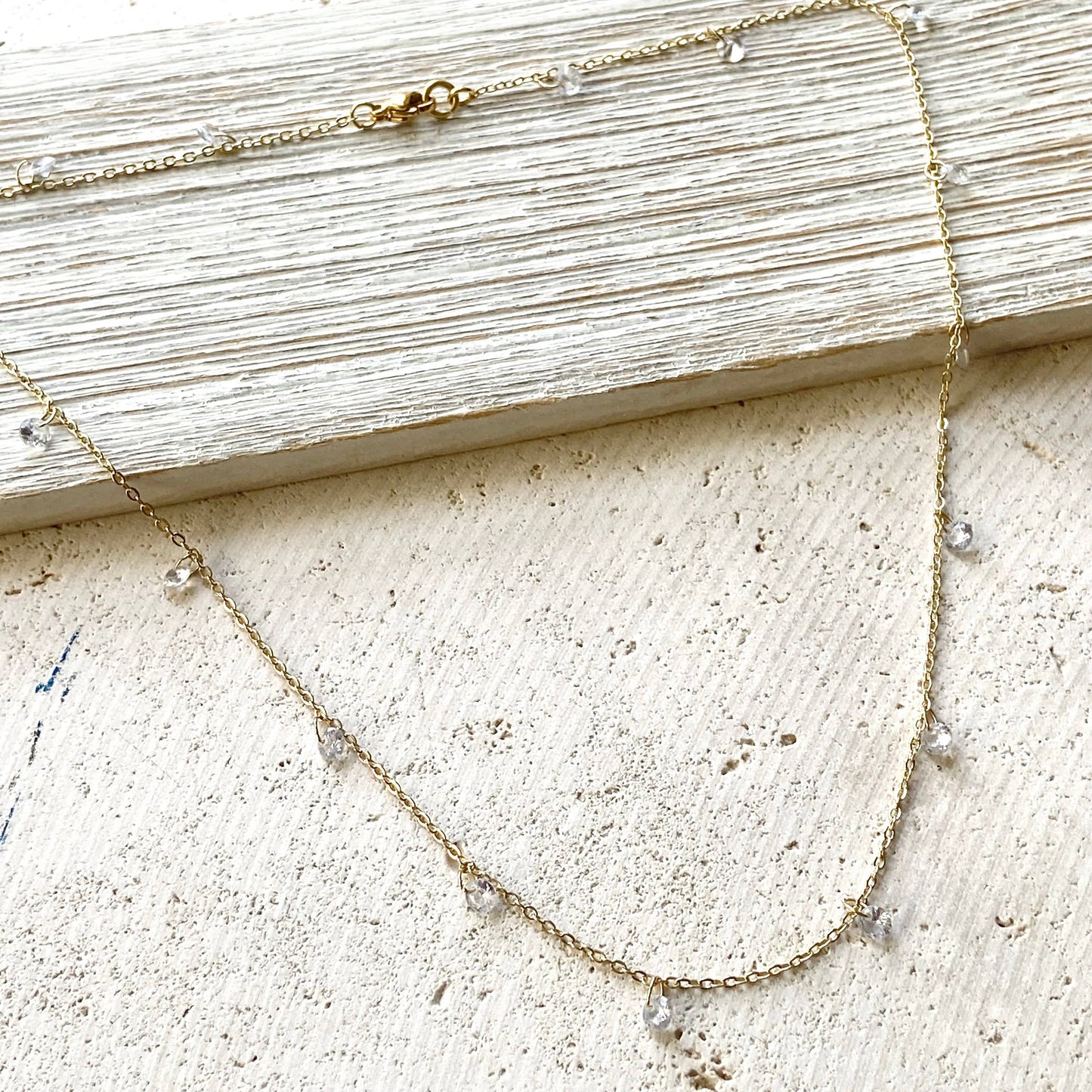 Layering necklace crystal bean chain : Bean shaped