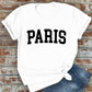 Paris, Unisex Round Neck Short Sleeve T-Shirt: M / Black