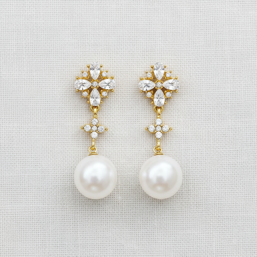 Crystal Pearl Tassel Drop Earrings