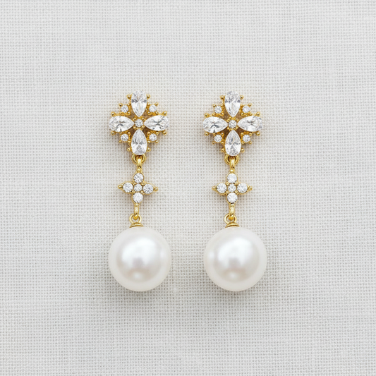 Crystal Pearl Tassel Drop Earrings