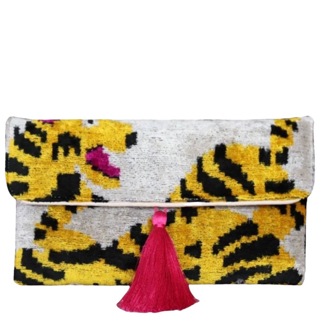 Silk Velvet Ikat Clutch