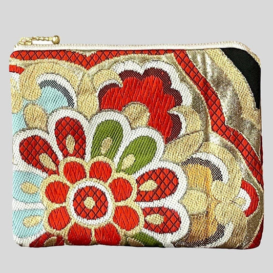 Japanese Kimono Silk Floral Pouches Vintage Kimono Pouch Zipper Pouch Kimono Fabric Kimono Accessories Handmade Pouch Vintage Kimono Upcycled Kimono Traditional Japanese Travel Pouch Colorful zipper pouch colorful travel pouch bag organizer