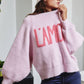 IT2389 'TIS THE SEASON & L'AMOUR' Lettering Sweater: Pink / S-M-L (2-2-2)