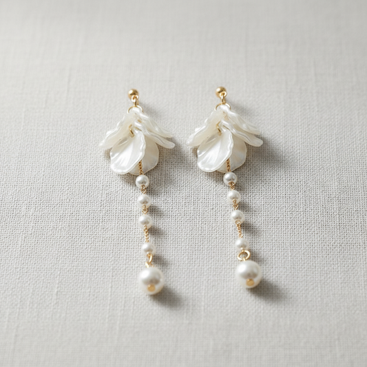 Acrylic Long Tassel Pearl Earrings