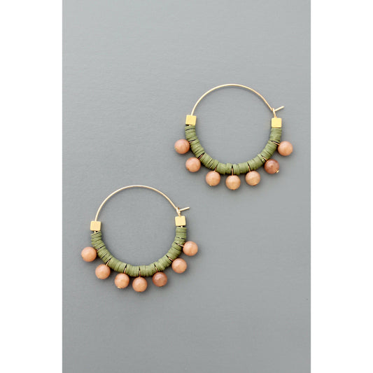 FERE20 Green and peach hoop earrings