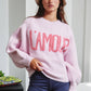 IT2389 'TIS THE SEASON & L'AMOUR' Lettering Sweater: Pink / S-M-L (2-2-2)