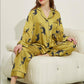 Leopard pattern loungewear 2-piece set of ice silk pajamas: Green / L