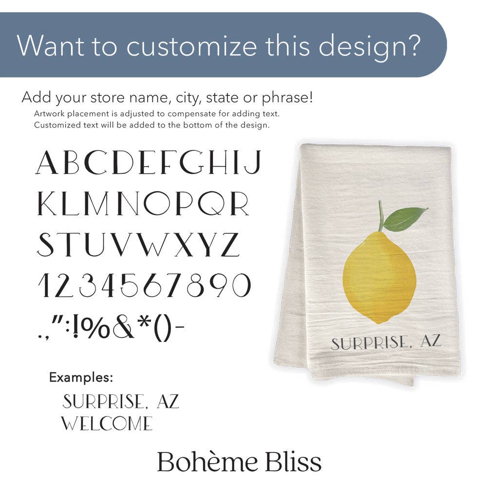 Linocut Spring Birds - Customizable Cotton Tea Towel: 19" x 28" (with loop)