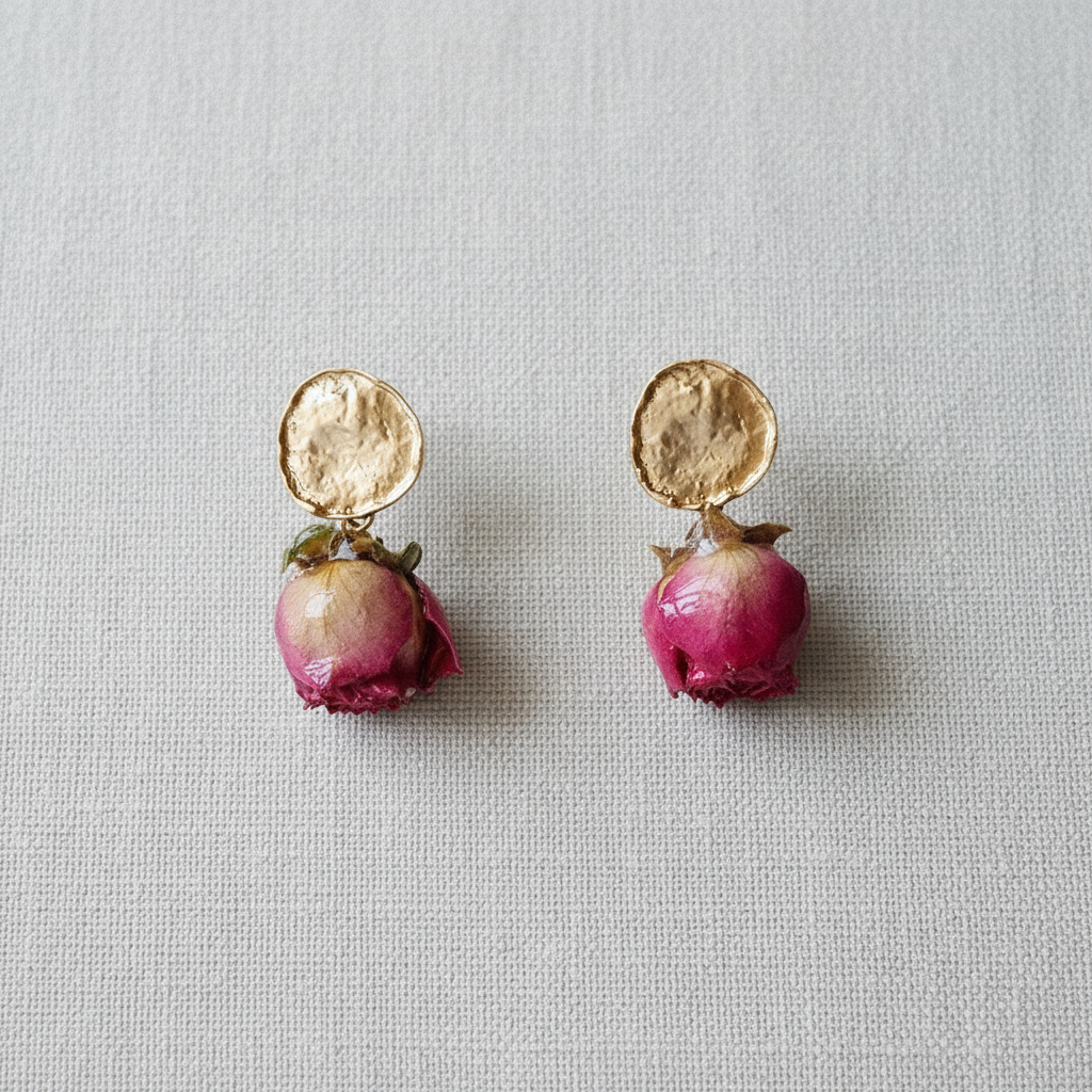 French Vintage Dried Flower Earrings