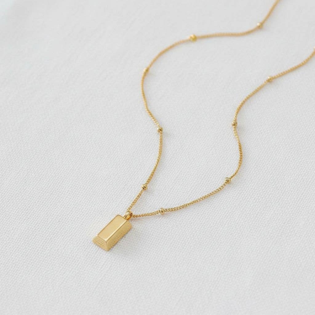 Gold Bar Pendant Necklace: A2