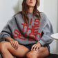 IT2389 'TIS THE SEASON & L'AMOUR' Lettering Sweater: Pink / S-M-L (2-2-2)