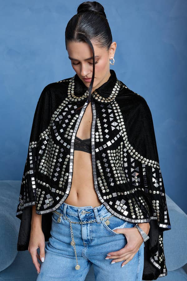 Encore Embellish Velvet Cape