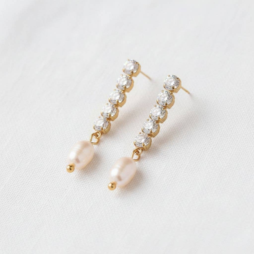Dazzling Pearl and Crystal Drop Earrings